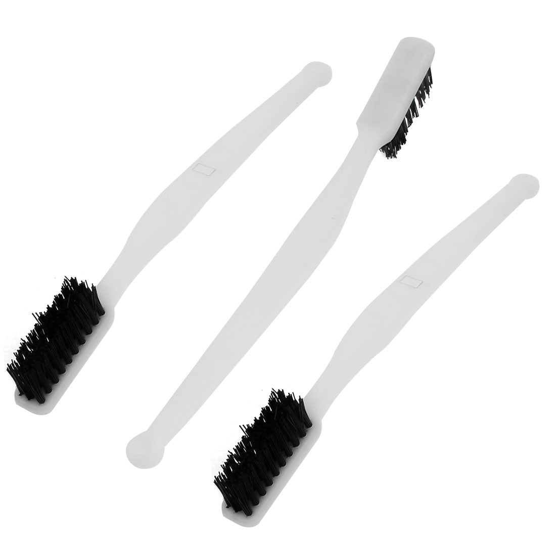 Harfington 18cm Length White Plastic Handle Nylon Wire Cleaning Brush 3 Pcs
