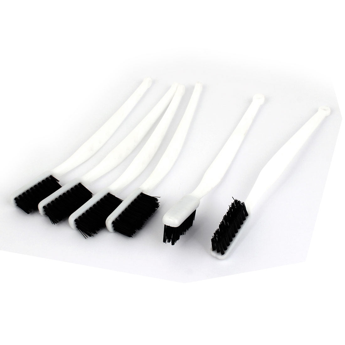 Harfington 18cm Length White Plastic Handle Nylon Wire Cleaning Brush 6 Pcs