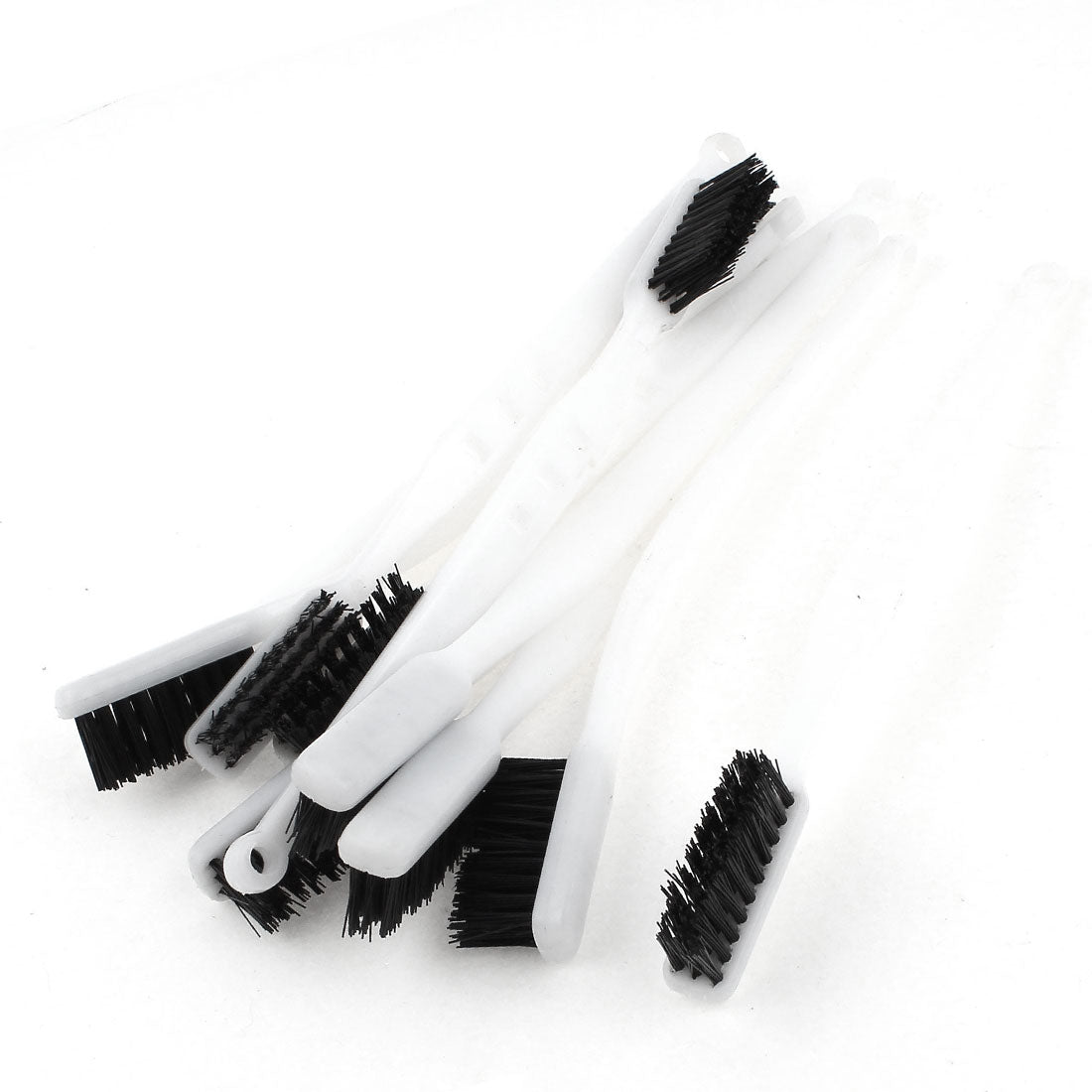 Harfington 18cm Length White Plastic Handle Nylon Wire Cleaning Brush 10 Pcs