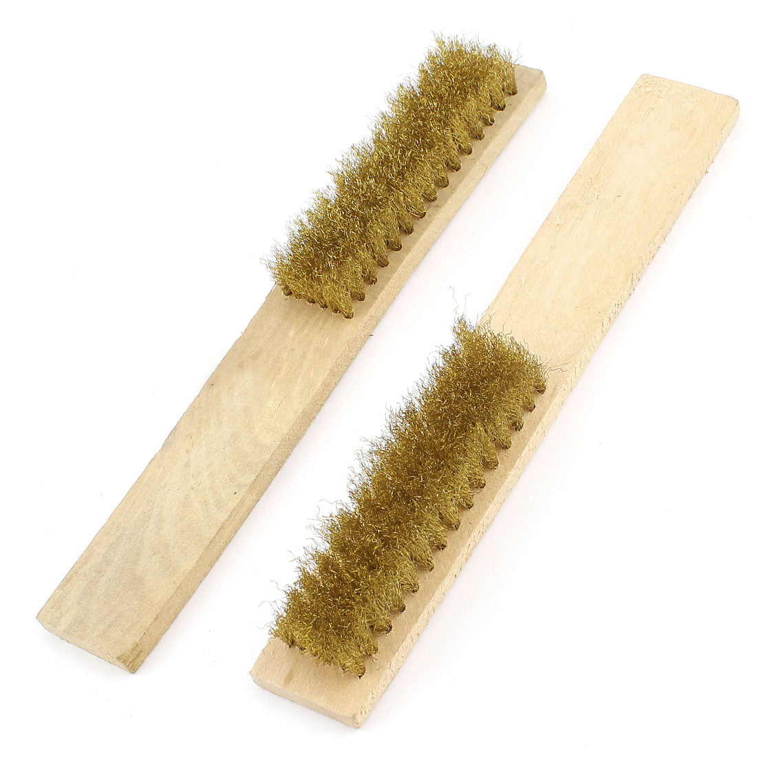 Harfington 20cm Length Wood Handle Brass Wire Cleaning Brush Hand Tool 2 Pcs