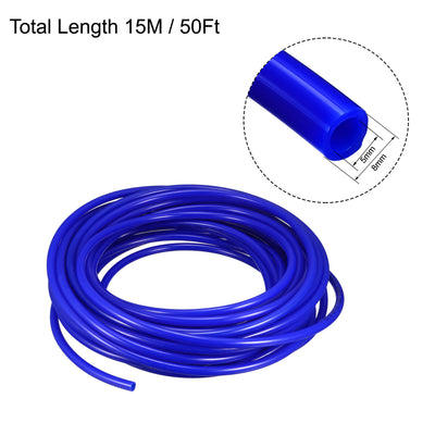 Harfington 15 Meter 50ft Blue Polyurethane PU Air Tubing Hose Pipe 8mmx5mm