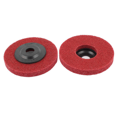 Harfington 100mm x 13mm Red Nylon Abrasive Polishing Buffing Wheel 2 Pcs