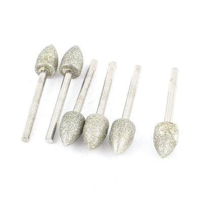 Harfington 3mm x 8mm Tapered Head Buffing Bits Diamond Mounted Point 6 Pcs