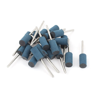 Harfington 3mm Shank 10mm Cylinder Head Blue Rubber Polishing Mounted Point 22 Pcs