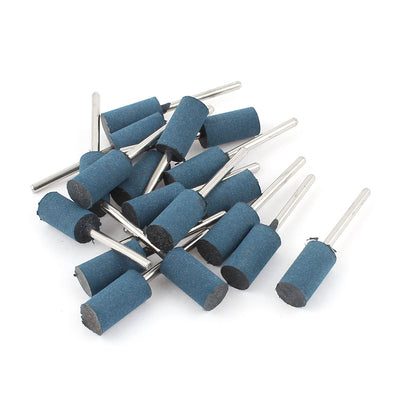 Harfington 3mm Shank 10mm Cylinder Head Blue Rubber Polishing Mounted Point 18 Pcs