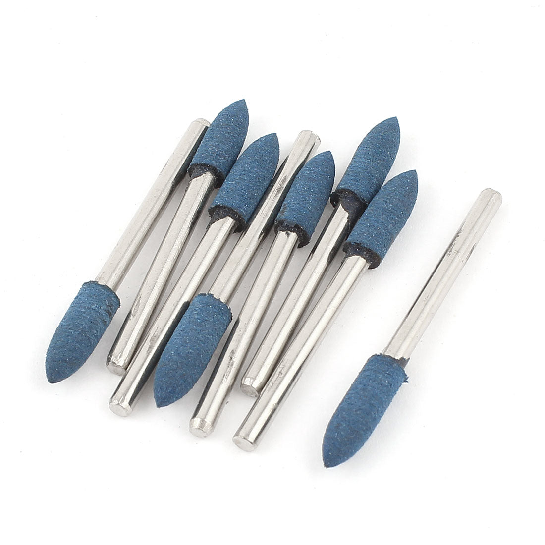 Harfington 3mm Shank 5mm Cone Head Blue Rubber Polishing Mounted Point 8 Pcs