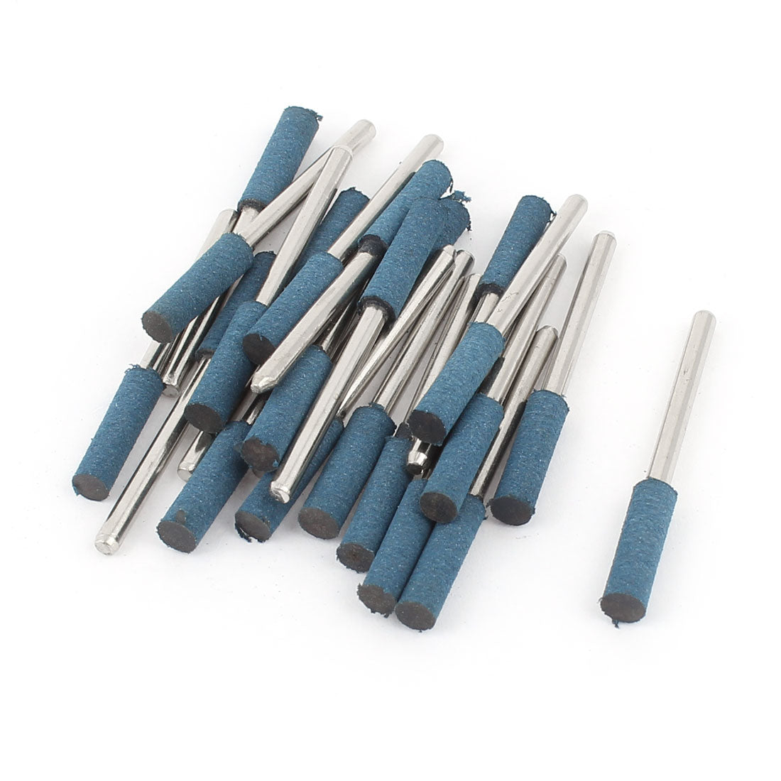 Harfington 3mm Shank 5mm Cylinder Head Blue Rubber Polishing Mounted Point 22 Pcs