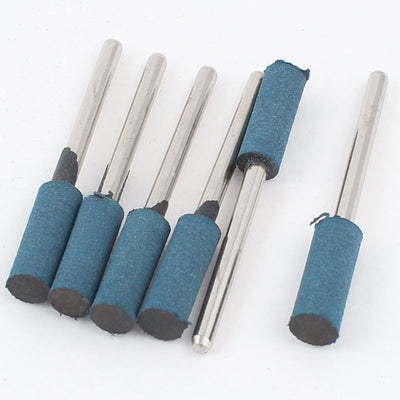 Harfington 3mm Shank 6mm Cylinder Head Blue Rubber Polishing Mounted Point 6 Pcs