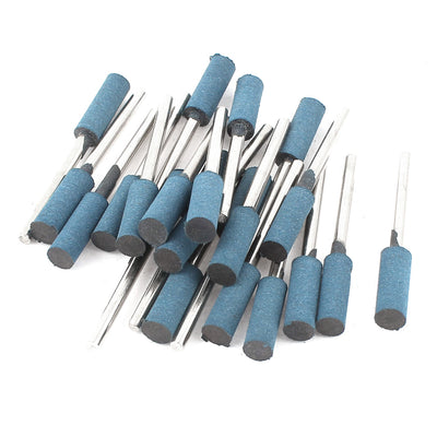 Harfington 3mm Shank 6mm Cylinder Head Blue Rubber Polishing Mounted Point 22 Pcs