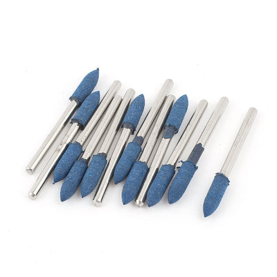 Harfington 3mm Shank 4mm Cone Head Blue Rubber Polishing Mounted Point 12 Pcs
