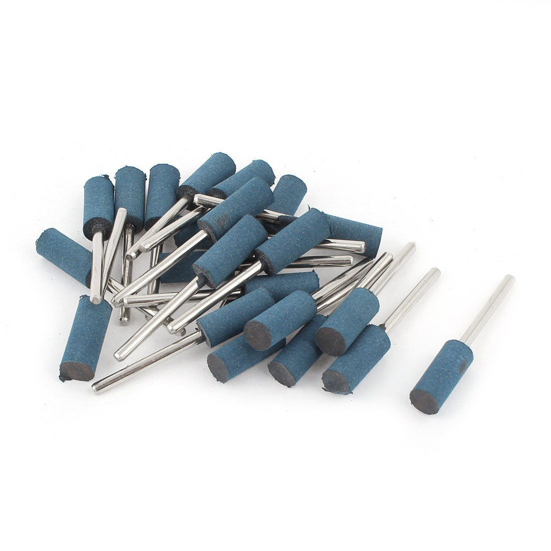 Harfington 3mm Shank 8mm Cylinder Head Blue Rubber Polishing Mounted Point 22 Pcs
