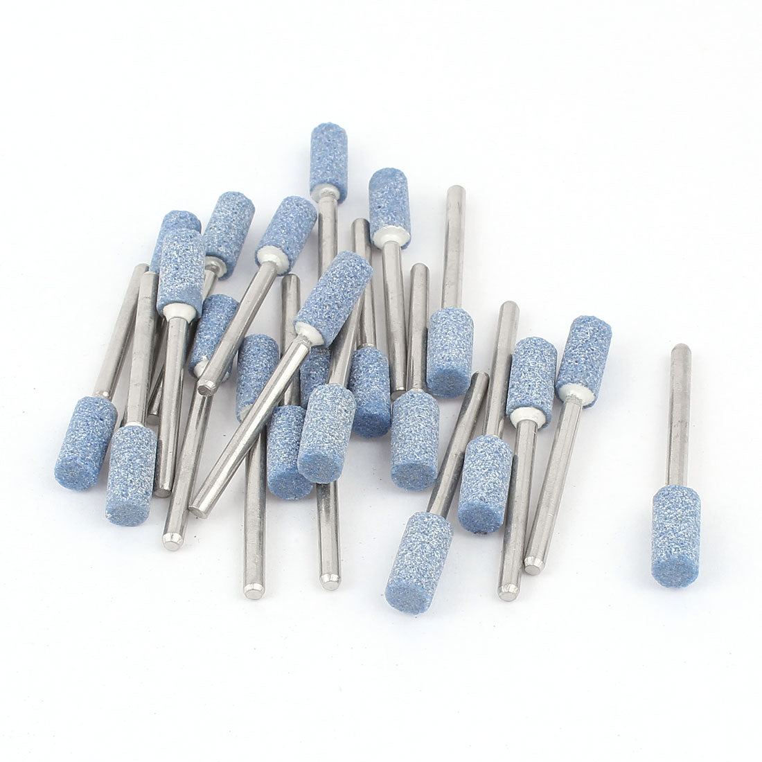 Harfington 3mm Shank 6mm Cylinder Head Blue Ceramic Polishing Mounted Point 22 Pcs