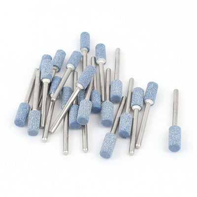 Harfington 3mm Shank 6mm Cylinder Head Blue Ceramic Polishing Mounted Point 22 Pcs