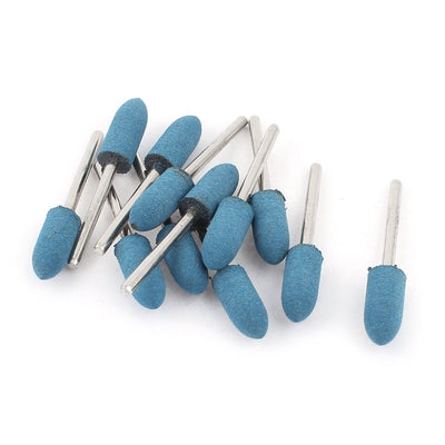 Harfington 3mm Shank 8mm Cone Head Blue Rubber Polishing Mounted Point 12 Pcs