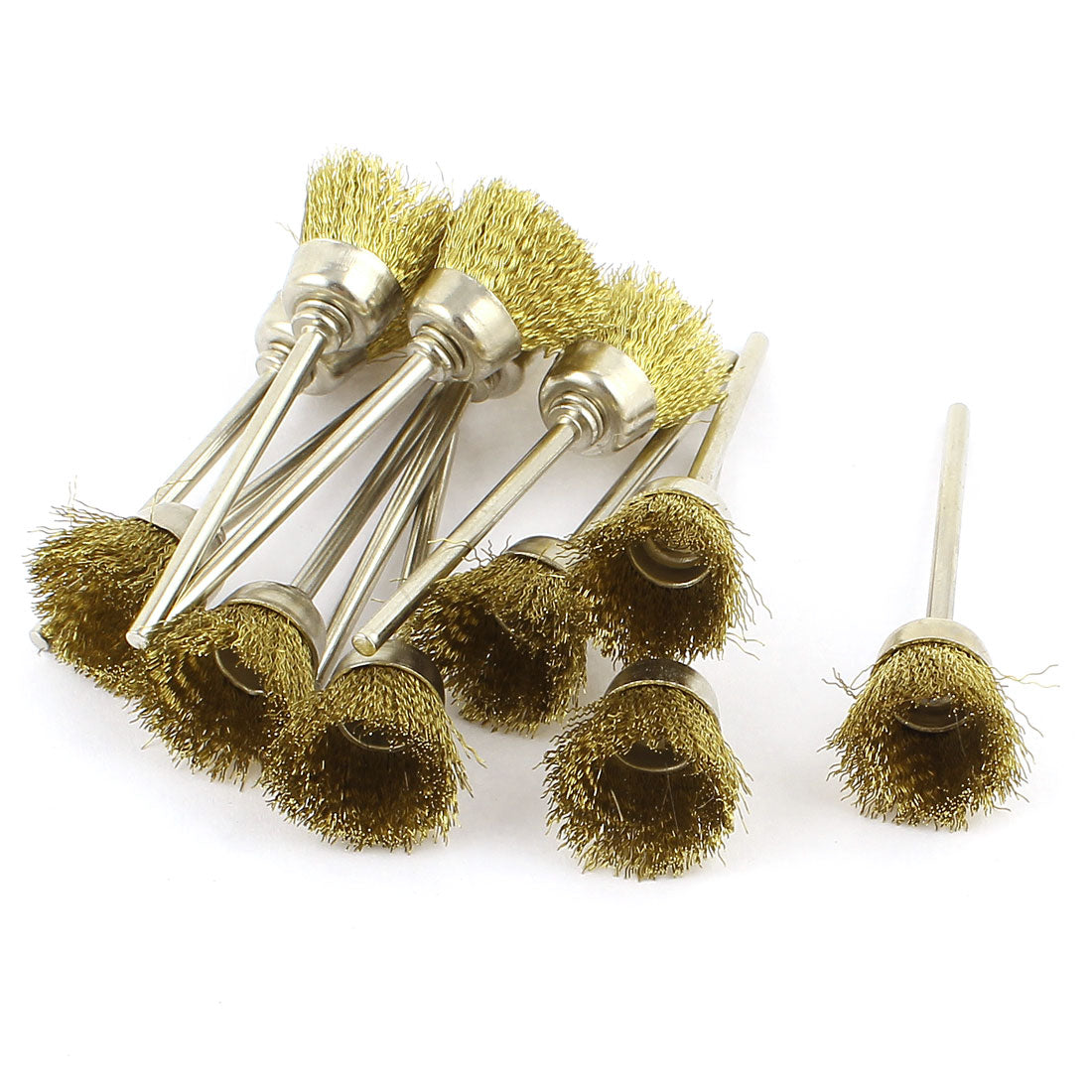 Harfington 12 Pcs 2.3mm Shank 15mm Cup Shape Brass Wire Polishing Brush for Rotary Tool