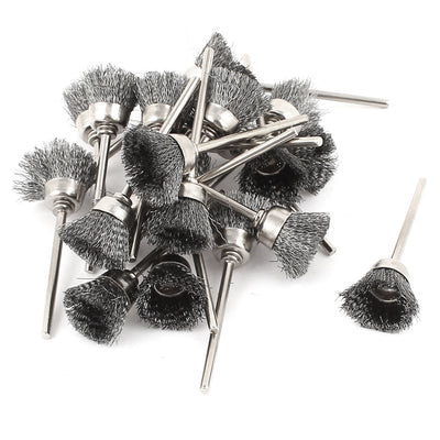 Harfington 22 Pcs 2.3mm Shank 17mm Cup Shape Stainless Steel Wire Polishing Brush for Rotary Tool