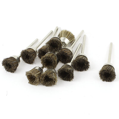 Harfington 12 Pcs Replacement 15mm Dia Soft Brown Nylon Brush Polishing Wheel for Rotary Tool