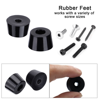 Harfington 12Pcs Home Office 5mm Hole Diameter Furniture Table Chair Leg Protector Cone Shaped Black Rubber Feet Pads