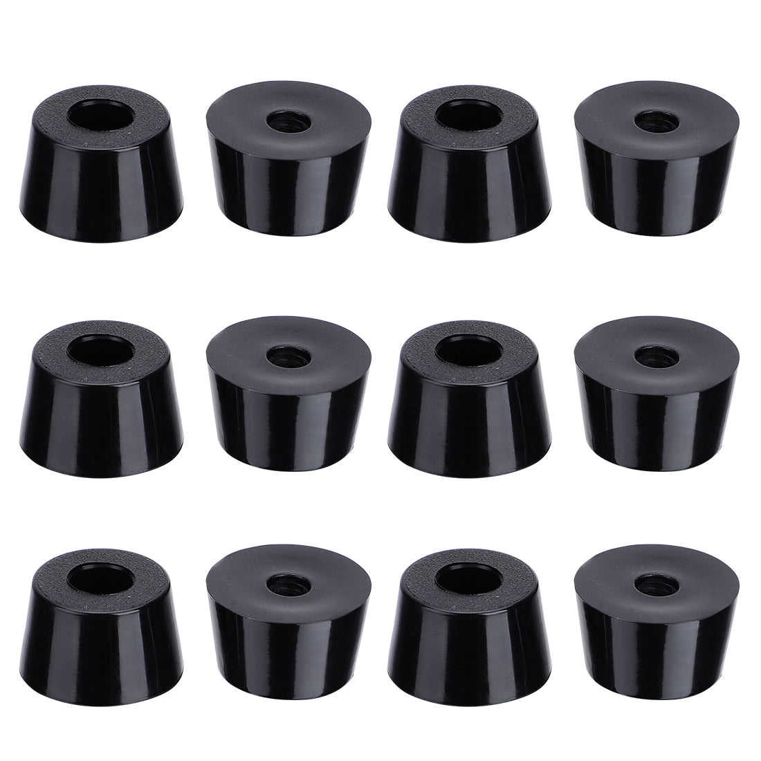 Harfington 12Pcs Home Office 5mm Hole Diameter Furniture Table Chair Leg Protector Cone Shaped Black Rubber Feet Pads