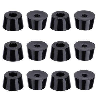 Harfington 12Pcs Home Office 5mm Hole Diameter Furniture Table Chair Leg Protector Cone Shaped Black Rubber Feet Pads