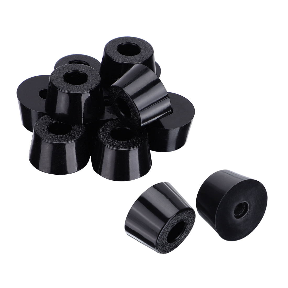 Harfington 12Pcs Home Office 5mm Hole Diameter Furniture Table Chair Leg Protector Cone Shaped Black Rubber Feet Pads