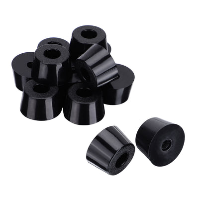 Harfington 12Pcs Home Office 5mm Hole Diameter Furniture Table Chair Leg Protector Cone Shaped Black Rubber Feet Pads