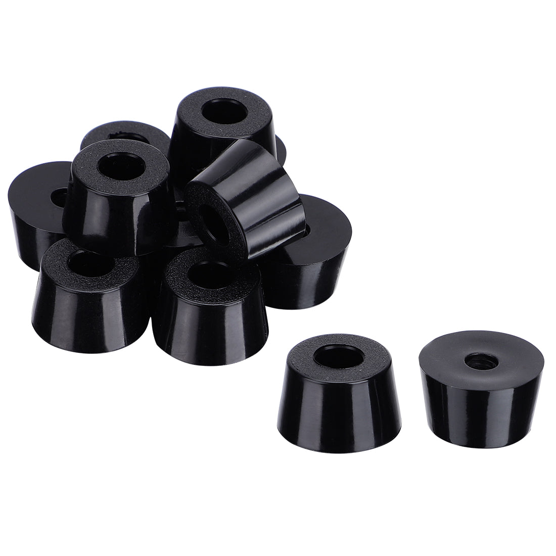 Harfington 12Pcs Home Office 5mm Hole Diameter Furniture Table Chair Leg Protector Cone Shaped Black Rubber Feet Pads