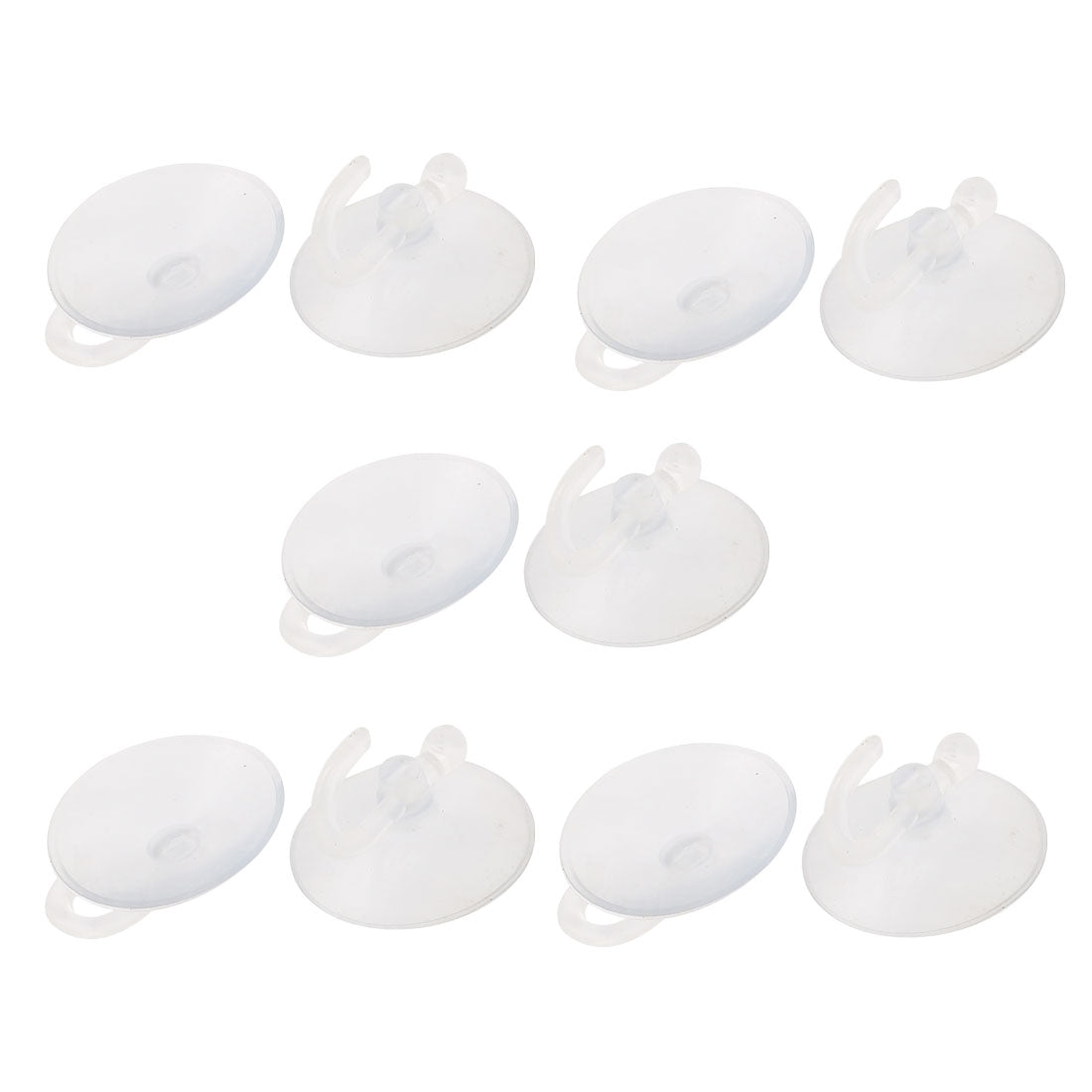 uxcell Uxcell Home Bathroom Clear PVC 30mm Dia Sucker Suction Cup Hook 10Pcs for Hat Coat Towel