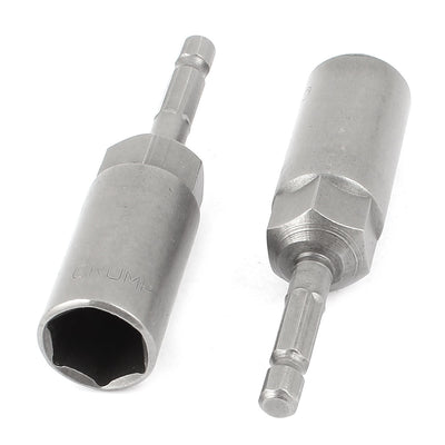Harfington Gray Metal Screwdriver Drill 80mm x 15mm Hex Nut Driver Socket Bit 2 PCS