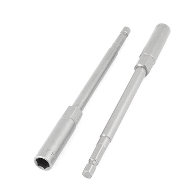 Harfington Gray Metal Screwdriver Drill 150mm x 8mm Hex Nut Driver Socket Bit 2PCS