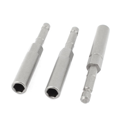 Harfington Gray Metal Screwdriver Drill 80mm x 7mm Hex Nut Driver Socket Bit 3 PCS