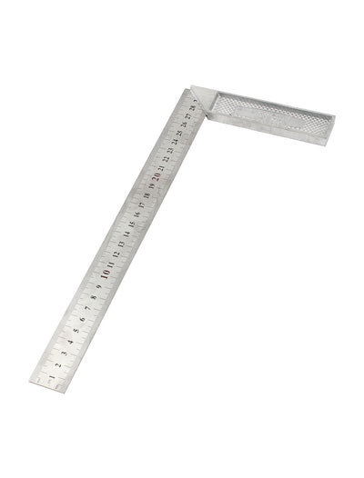 Harfington Right Angle 0-30cm Scale Marks Double Side Silver Tone Metal Metric Square Ruler