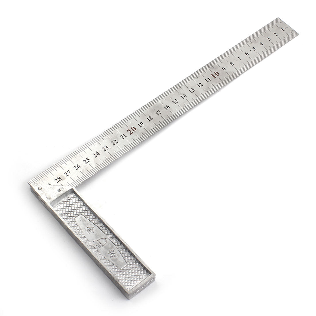 Harfington Right Angle 0-30cm Scale Marks Double Side Silver Tone Metal Metric Square Ruler