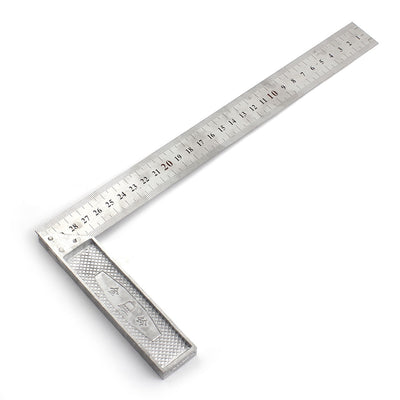 Harfington Right Angle 0-30cm Scale Marks Double Side Silver Tone Metal Metric Square Ruler