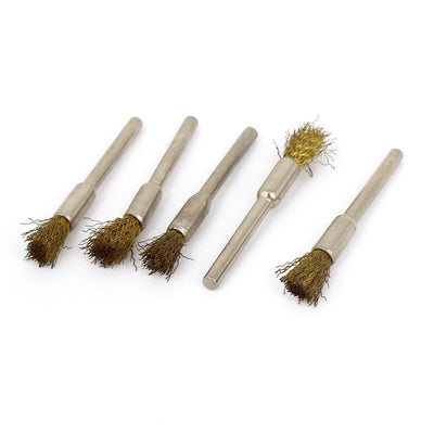 Harfington 5Pcs 3mm Shank Diameter Brass Wire Grinding Brush Polishing Tool