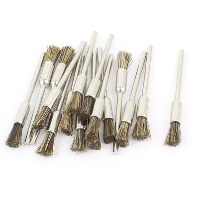 Harfington 16 Pcs Mandrel Brown Bristle Pen Polishing Brush for Rotary Tool