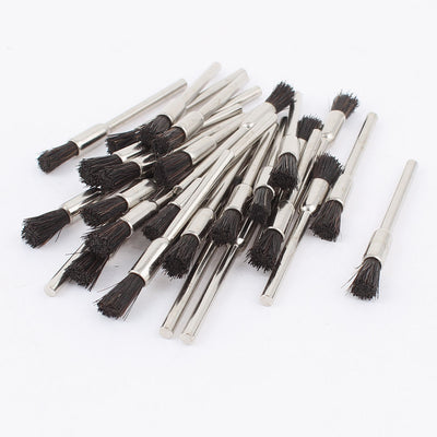 Harfington 30pcs 3mm Mandrel Black Bristle Pen Polishing Brush for Rotary Tool