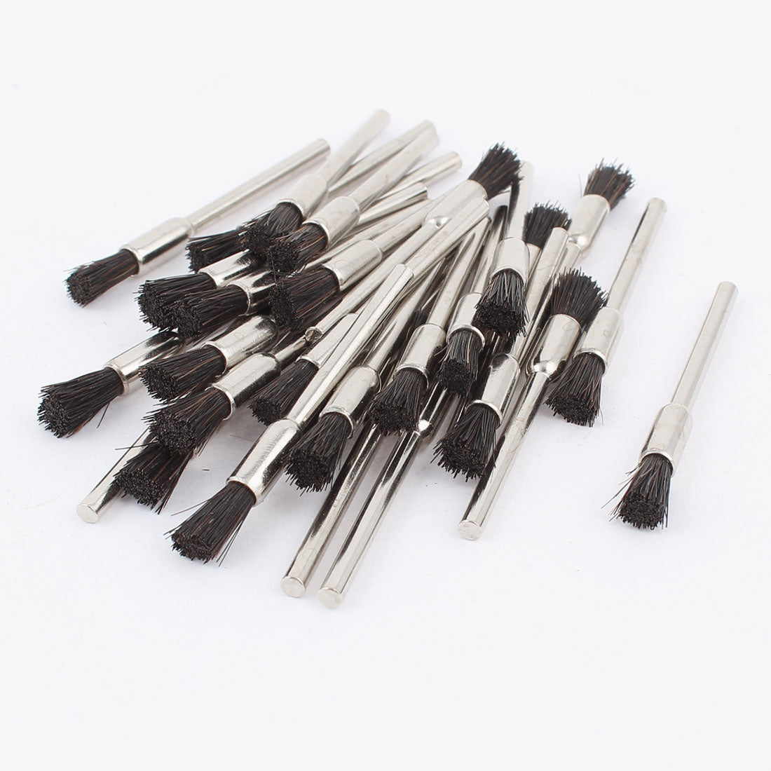 Harfington 30pcs 3mm Mandrel Black Bristle Pen Polishing Brush for Rotary Tool