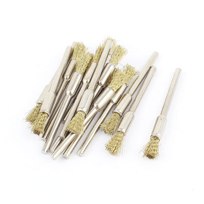 Harfington 3mm Round Shank Gold Tone Wire Pen Shaped Brushes Polishing Tool 16 Pcs
