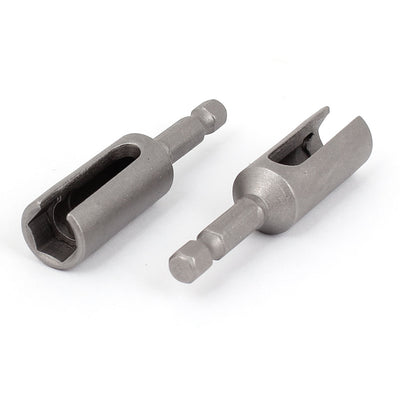 Harfington 2 Pcs 10mm Hex Nut Slotted Extension Hexagon Driver Drill Bit Adapter 2.5"