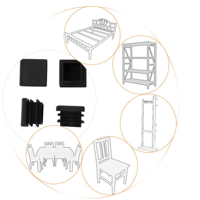 Harfington 16mm Plastic Blanking End Caps Square Tube Inserts Bungs Black 10Pcs