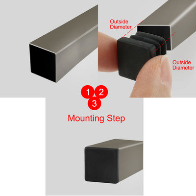 Harfington 16mm Plastic Blanking End Caps Square Tube Inserts Bungs Black 10Pcs