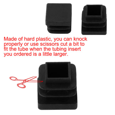 Harfington 16mm Plastic Blanking End Caps Square Tube Inserts Bungs Black 10Pcs