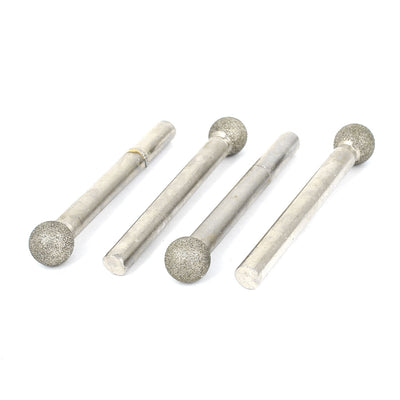 Harfington 4PCS Alloy Shank Round Ball Shape Head Diamond Mounted Point Grinder 60mm x 10mm x 6mm