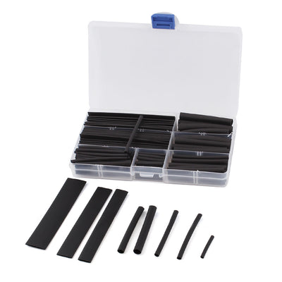 Harfington 150 Pcs 8 Sizes Black Assortment Kit 2:1 Heat Shrink Tube Sleeving Wrap Wire