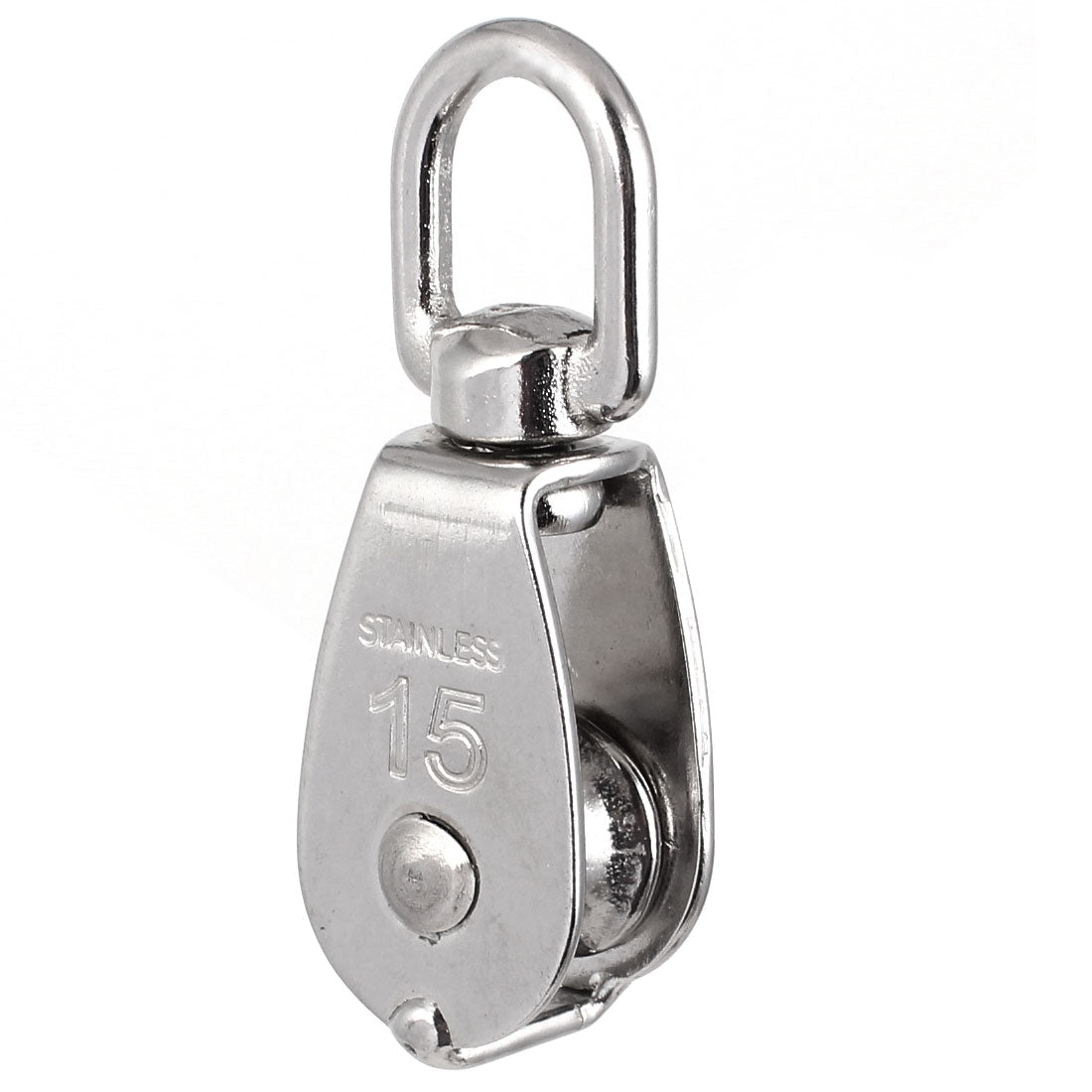Harfington 15mm Diameter Stainless Steel Single Sheave Swivel Eye Rope Pulley