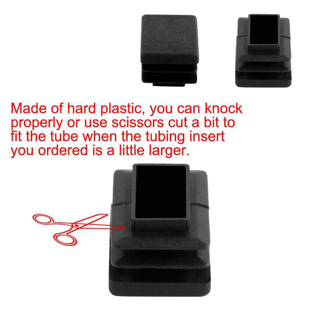 uxcell Uxcell 20 Pcs Plastic Rectangle End Caps 30mm x 20mm Ribbed Tubing Tube Inserts