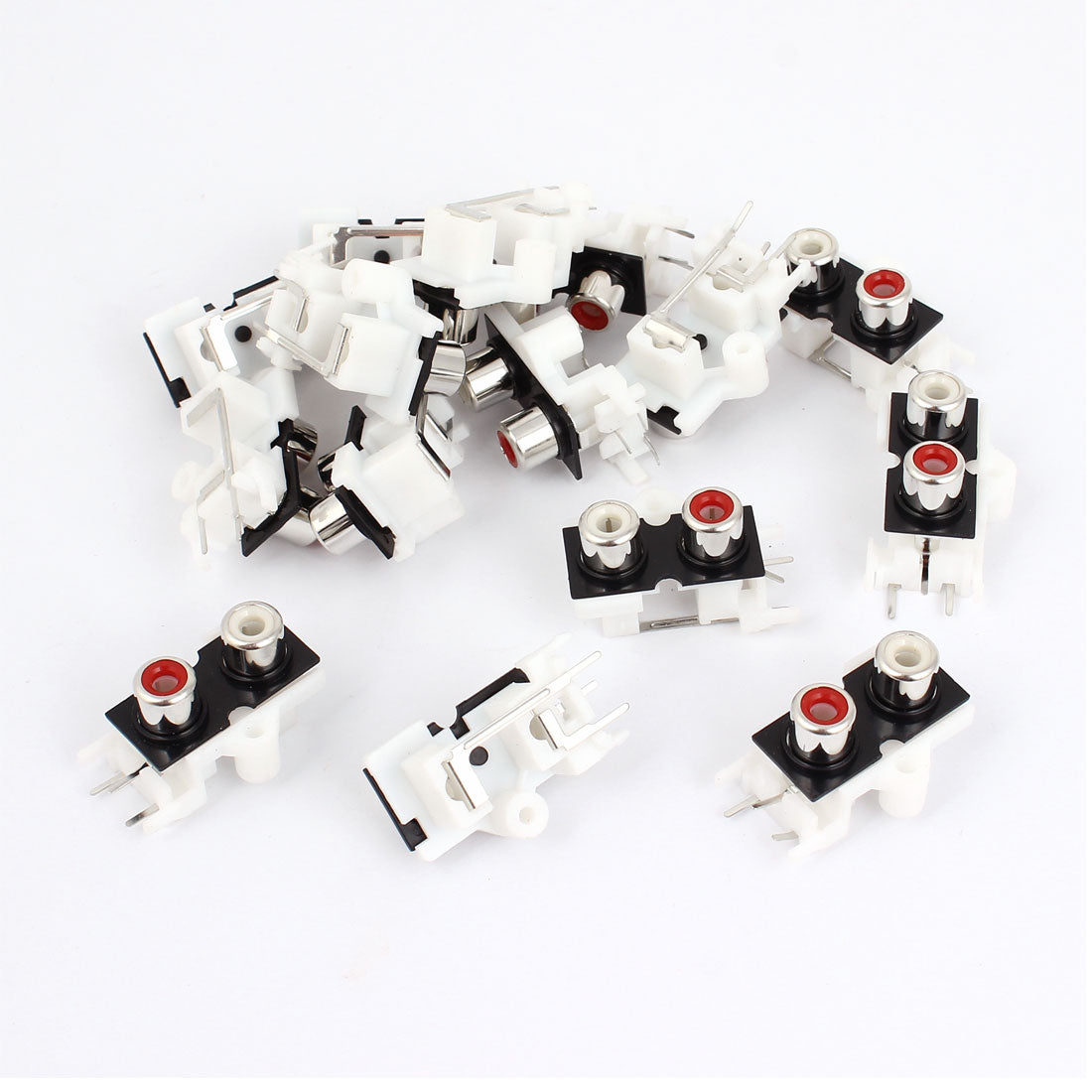 Harfington 15 Pcs PCB Mount 2 RCA Female Outlet Jack TV Speaker Video AV Connector