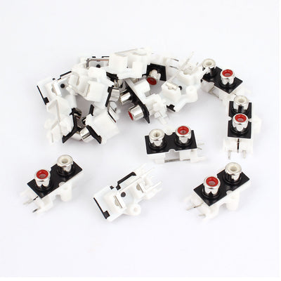 Harfington 15 Pcs PCB Mount 2 RCA Female Outlet Jack TV Speaker Video AV Connector