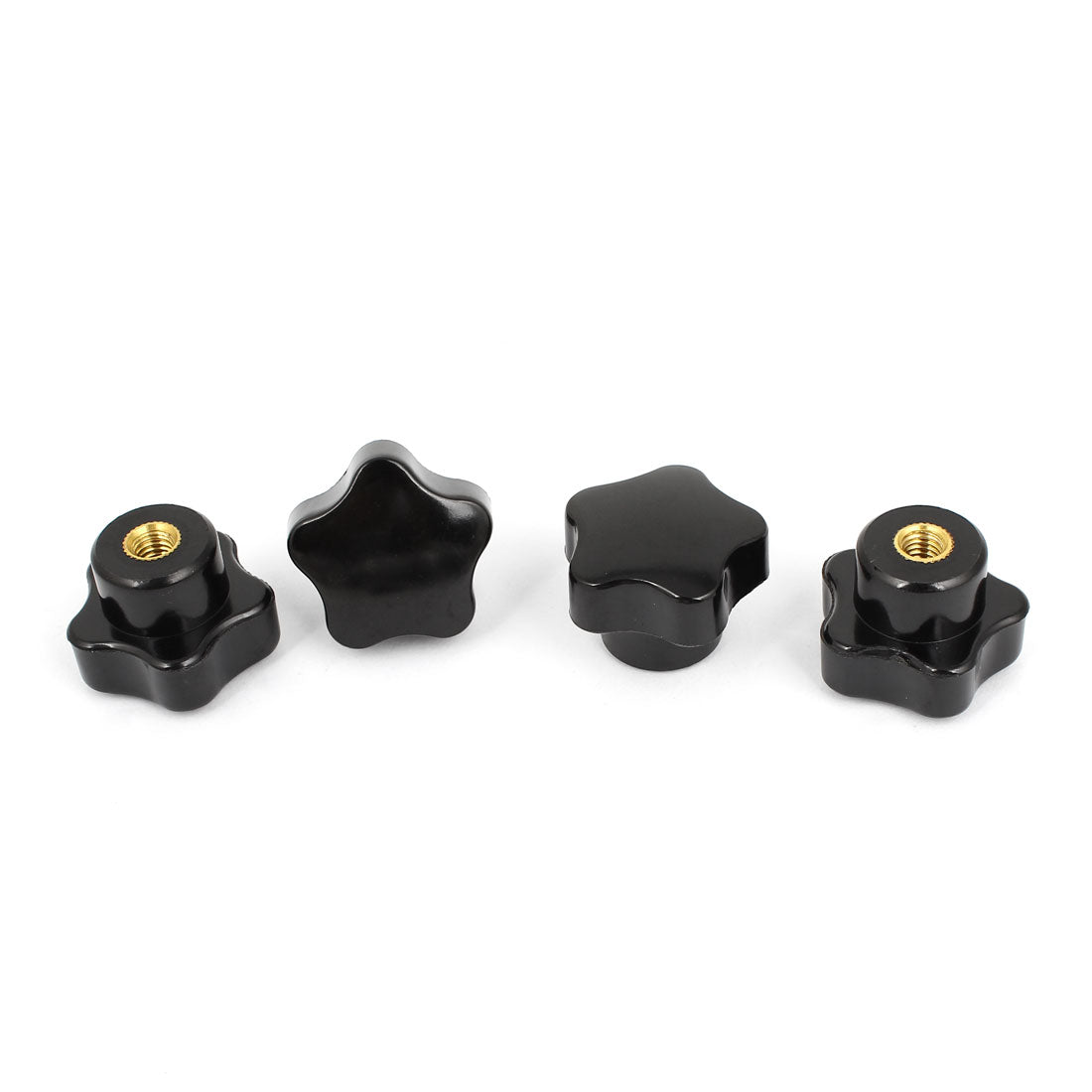 Harfington Gold Tone Black M6 Thread Plastic 32mm Star Shape Clamping Knob Grip 4 Pcs